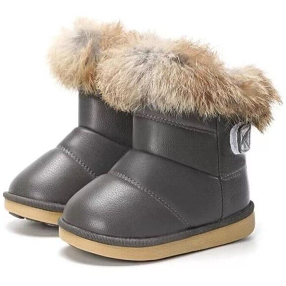 Rabbit Fur Top Comfy Kids Soft winter Boots Gray Toddler size 8 / 25 - Picture 8 of 8